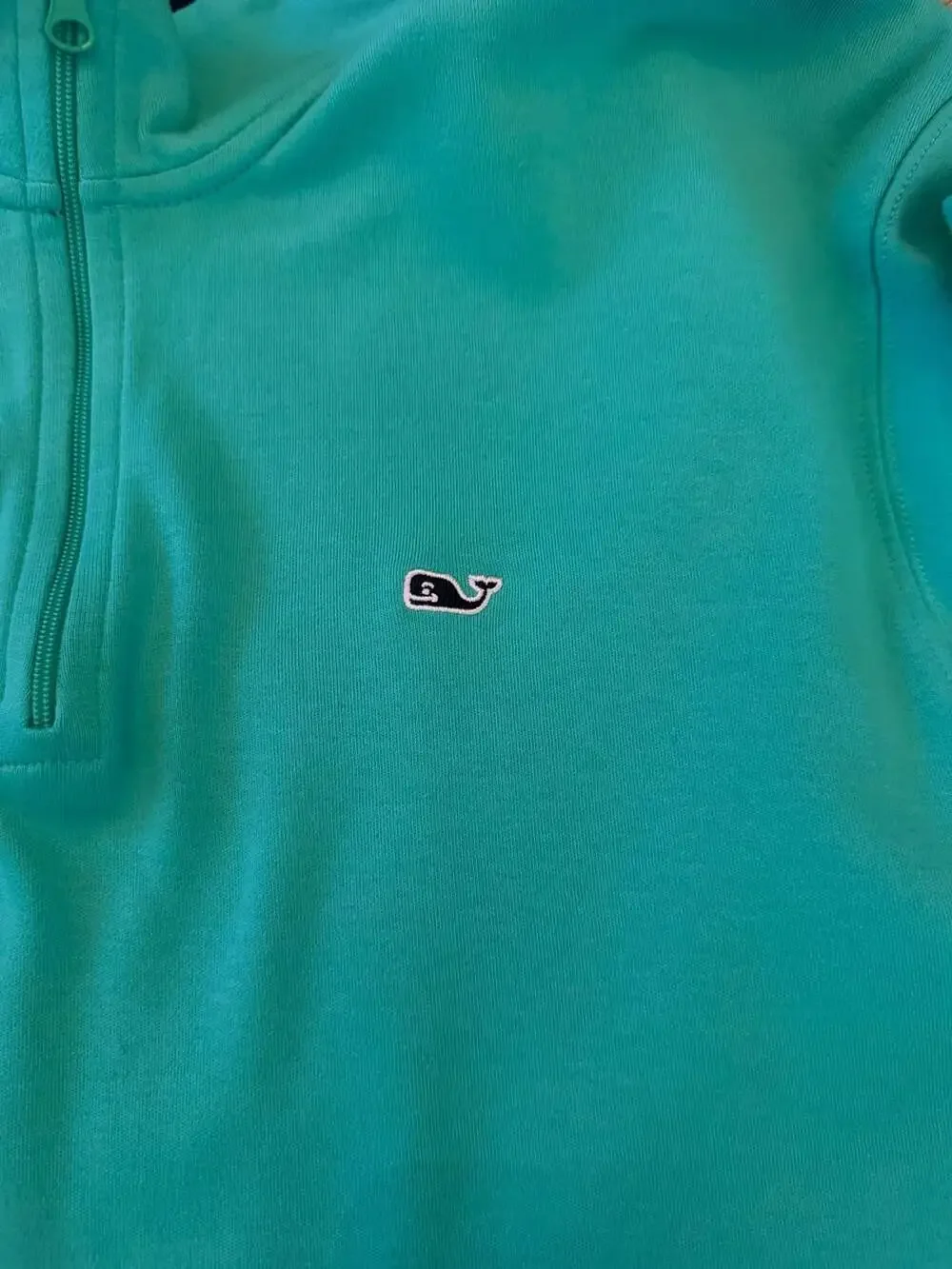Vineyard Vines Men's Solid Half-Zip Pullover Sweatshirt, Aqua Blue